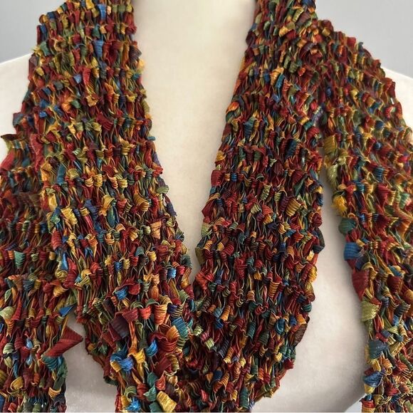 Vintage handmade colorful ribbon scarf - Picture 2 of 3